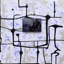 ROBERTA NIGRO HALL With in the Larger Context II Ink on aluminum panel, with attached digital image on aluminum