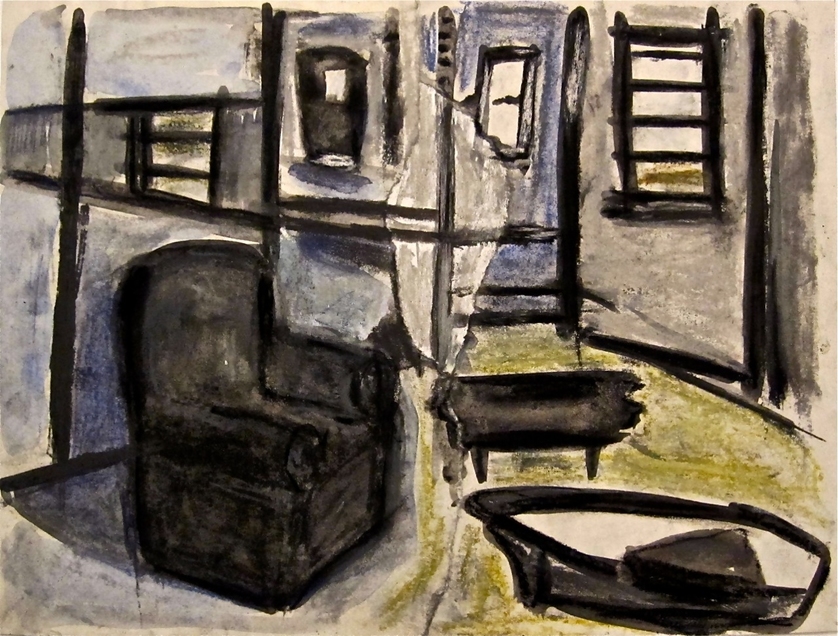 Robert G. Edelman        Art Consultant/Writer/Independent Curator     Interiors  Ink, graphite, crayon, collage on paper