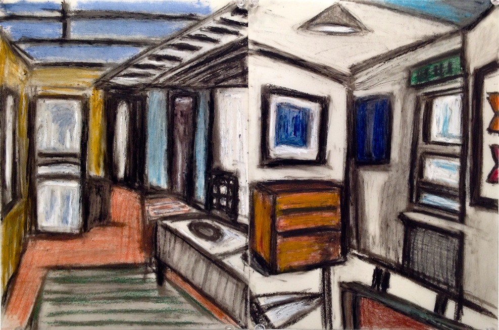 Robert G. Edelman        Art Consultant/Writer/Independent Curator     Interiors  Oilstick, colored pencil and pastel on vellum