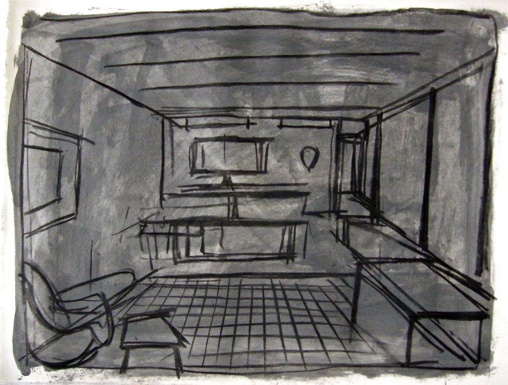 Robert G. Edelman        Art Consultant/Writer/Independent Curator     Interiors  gouache, charcoal, graphite on paper