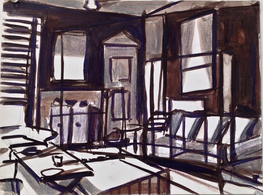 Robert G. Edelman        Art Consultant/Writer/Independent Curator     Interiors  Ink, pastel, charcoal on paper