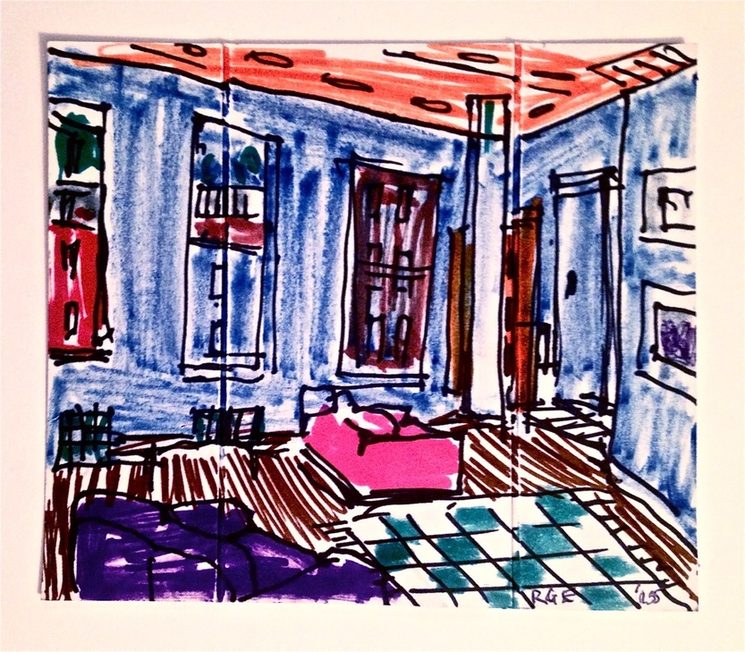 Robert G. Edelman        Art Consultant/Writer/Independent Curator     Interiors  markers, ink, pencil on paper