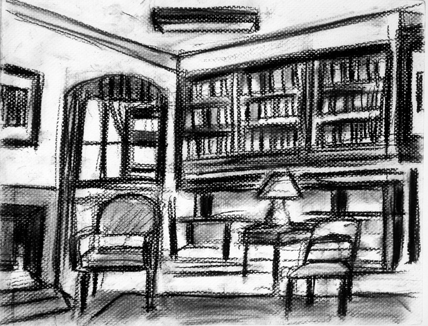 Robert G. Edelman        Art Consultant/Writer/Independent Curator     Interiors  Charcoal on textured paper