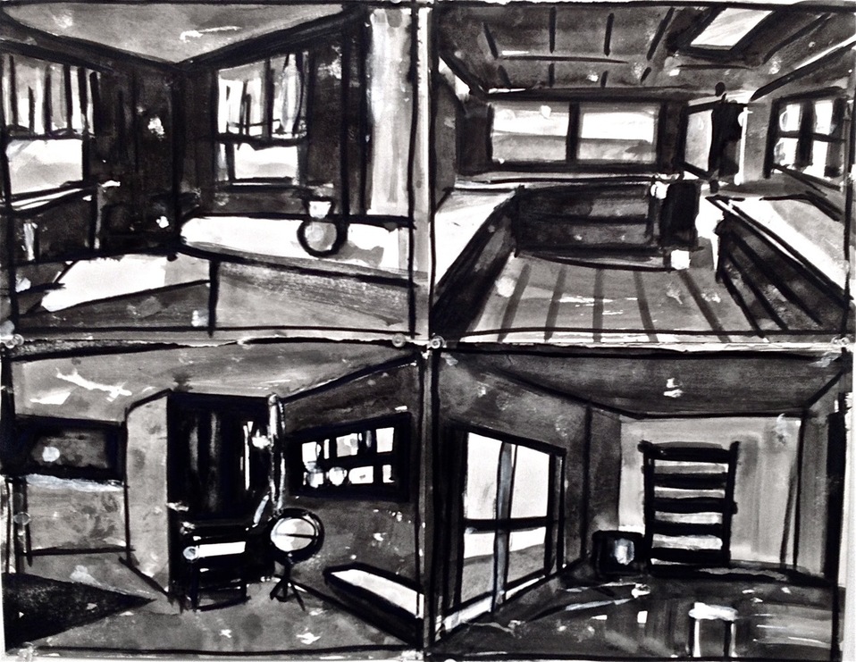 Robert G. Edelman        Art Consultant/Writer/Independent Curator     Interiors  ink wash on paper 