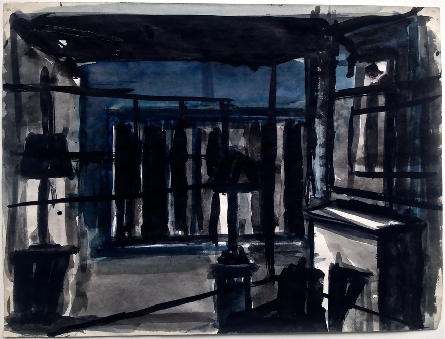 Robert G. Edelman        Art Consultant/Writer/Independent Curator     Interiors  Ink, watercolor, pencil on paper