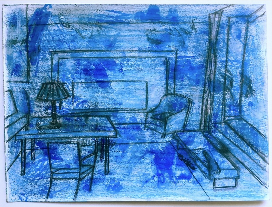 Robert G. Edelman        Art Consultant/Writer/Independent Curator     Interiors  Watercolor, pastel, colored pencil on paper