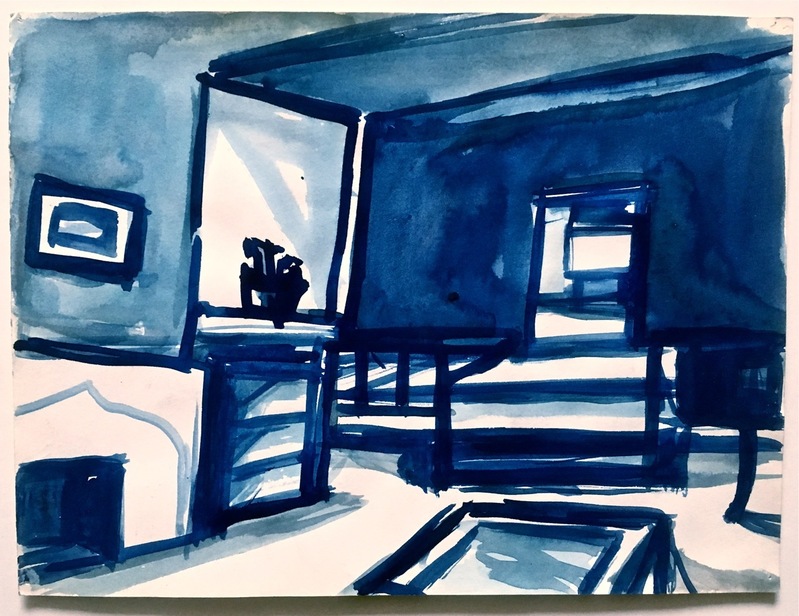 Robert G. Edelman        Art Consultant/Writer/Independent Curator     Interiors  Ink, watercolor, graphite on paper 