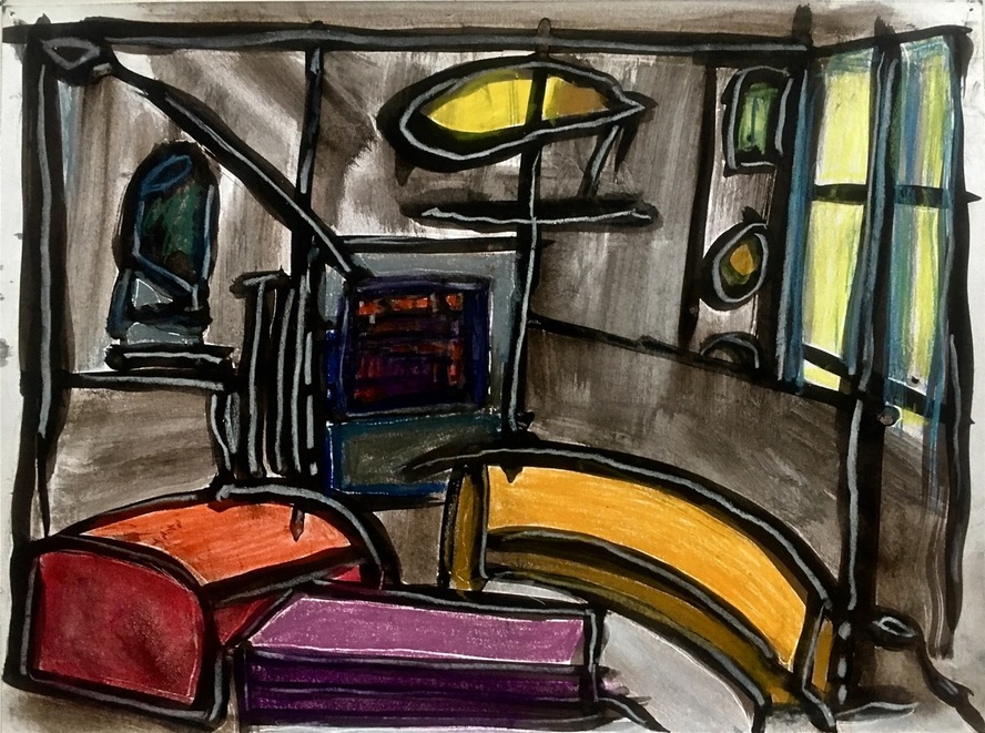 Robert G. Edelman        Art Consultant/Writer/Independent Curator     Interiors  Acrylic, ink, pastel, chalk on paper