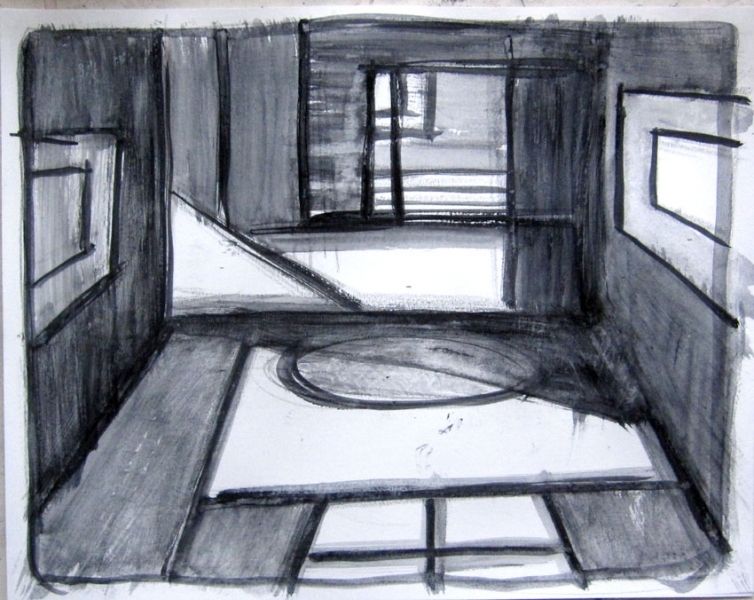 Robert G. Edelman        Art Consultant/Writer/Independent Curator     Interiors  ink, acrylic wash on paper