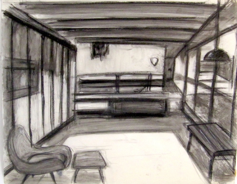 Robert G. Edelman        Art Consultant/Writer/Independent Curator     Interiors  ink, graphite on tracing paper