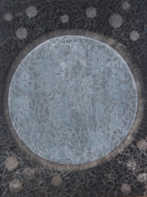 Robyn Ellenbogen Moon in a Dewdrop gold and silverpoint, liquid graphite on Arches H.P. paper