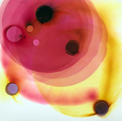 Rosemarie Fiore Studio Solo Exhibition lit color firework smoke on Sunray paper