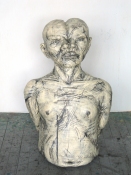 RUNE OLSEN Sculptures 2006 Graphite, masking tape, blue mannequin eyes, newspaper