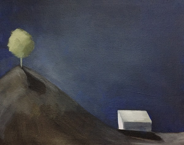 House at Night w/ Tree on Hill