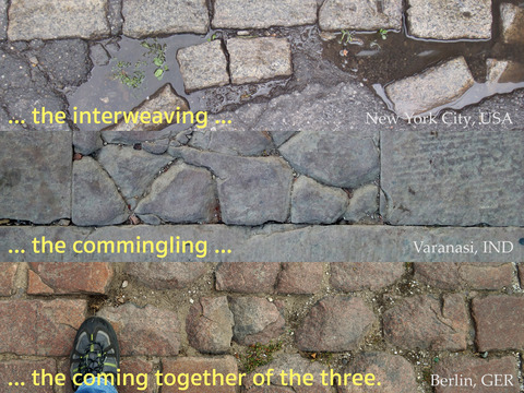 Three Stones from Three Cities (collage) contingency dimensions and media vary