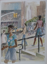 Sam Thurston 14th Street painting and studies watercolor