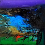 Sandra Vucicevic FALSE AWAKENINGS Acrylic, pouring medium and glass on canvas