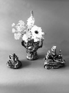  Bronze + Clay + Plexi Glazed Stoneware and Flowers