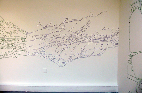 Sarah Iremonger Top Half of the Hero 2002 Coloured chalk, chipboard wall, emulsion paint