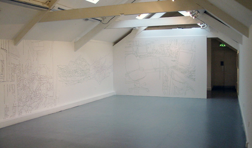 Sarah Iremonger Top Half of the Hero 2002 Coloured chalk, chipboard wall, emulsion paint