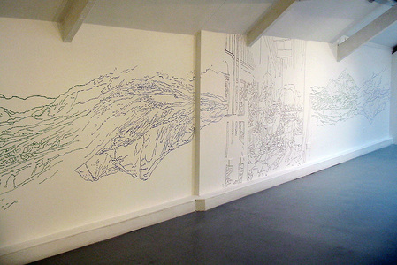 Sarah Iremonger Top Half of the Hero 2002 Coloured chalk, chipboard wall, emulsion paint
