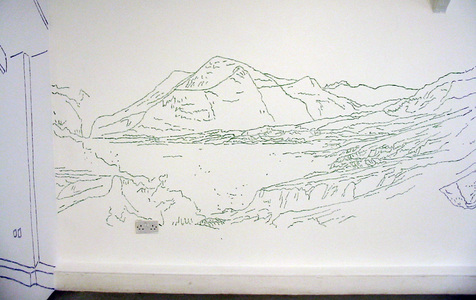Sarah Iremonger Top Half of the Hero 2002 Coloured chalk, chipboard wall, emulsion paint