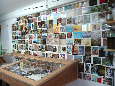 Sarah Iremonger A Secret Archeology 2005 Installation of postcards, notes, paintings, drawings, found photographs, prints, display case and notice board