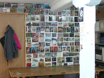 Sarah Iremonger A Secret Archeology 2005 Installation of postcards, notes, paintings, drawings, found photographs, prints, display case and notice board
