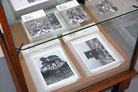 Sarah Iremonger The Hunting Box Party 2003-21 Display case, photographs printed as cards and badges, envelopes, plastic bags, card and badge labels
