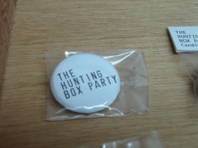 Sarah Iremonger The Hunting Box Party 2003-21 Text printed as badge, plastic bag