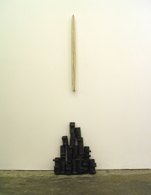 Sarah McDougald Kohn 2007 Cotton string, coat hooks, cardboard, glue, cork & graphite