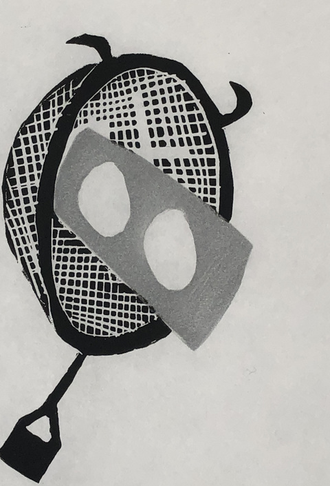AI Recent Works Linoleum print and soft rubber block
