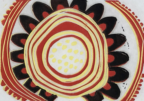 Orbit Flower Recent Works Reduction linocut print