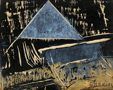 Sasja Lucas Woodcuts blue, black, 16 x 20 