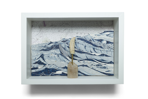 SCOTT KELLEY  OR, THE WHALE Ink on paper, mounted to wood, whale tooth, brass, wood