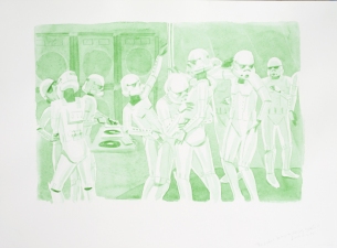 Scott Marvel Cassidy Storm trooper Drawings 2007 Watercolor