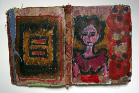 Shane Crabtree Day Book 1 collage, fabric, acrylic paint, ink, wax