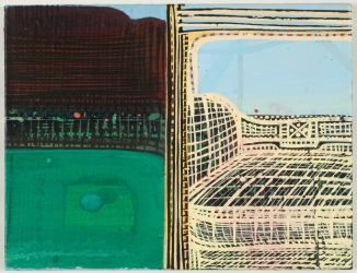 SHARON HORVATH Beds and Baseball Dispersed Pigment and Polymer on Canvas