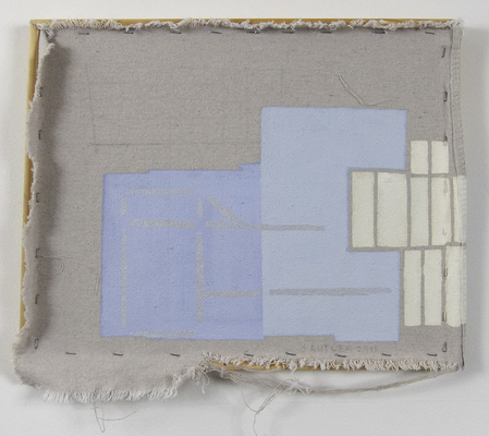SHARON L. BUTLER 2013 Pigment, binder, pencil on linen tarp with staples and stretcher bars.