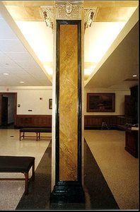 Shawn Turung                            multi media fine art Texas A&M University first floor hand painted marble and silver leaf columns; 12 total
