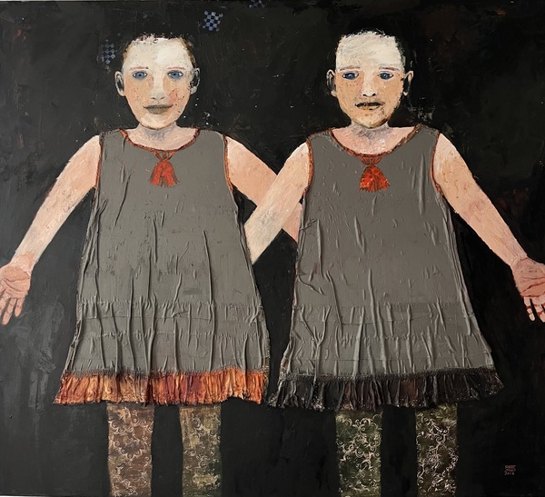 sheep jones Image Gallery  (limited artwork)  More paintings at 153 High Street, Belfast Maine OIL AND FABRIC ON WOOD