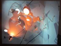 Sideshow Montclair State University 2011 MFA Studio Arts Thesis Exhibition mixed media installation (paper, lights, acrylic paint, video projection)