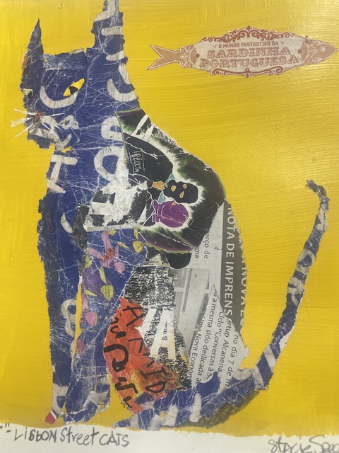  Lisbbon Street Cats collage on paper
