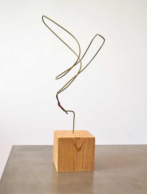 Steven Baines lazy sculptures clothing hanger and wood block