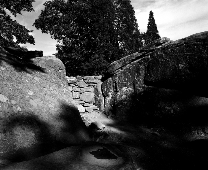 Home of a Rebel Sharpshooter at Devil's Den, Gettysburg U.S. Civil War Sites I B&W Film 2001