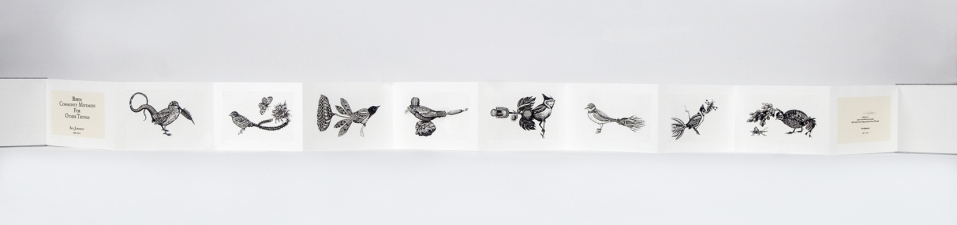 S U E   J O H N S O N Birds Commonly Mistaken for Other Things Intaglio prints in accordion book