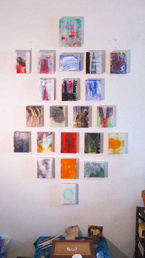 22 Major Arcana small paintings Gouache,ink, color pencils, oil and wax on wood