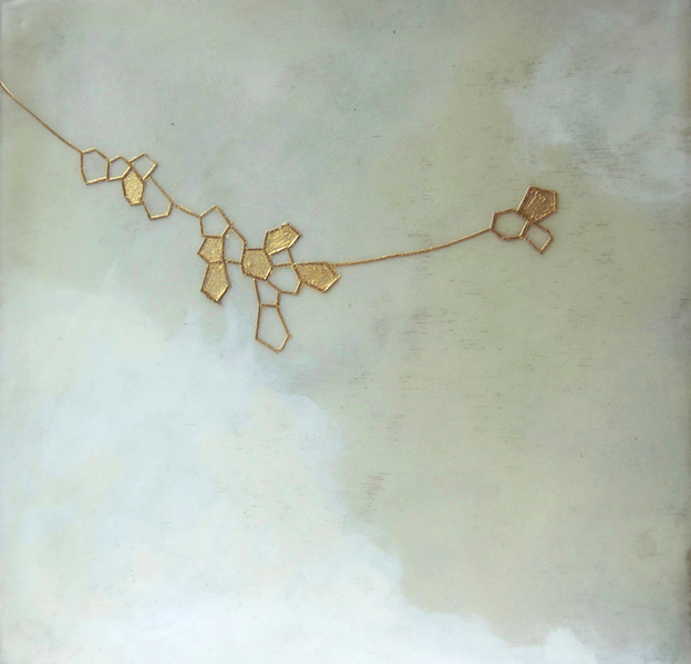 susan freedman gold paint + encaustic on wood