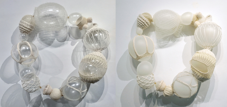 SUSAN M MATTHEWS sculpture wool, cotton, latex balloons