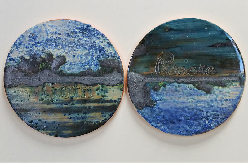 Susan Wink Ceramic Art stoneware - underglaze - oxide wash - zebra mussels